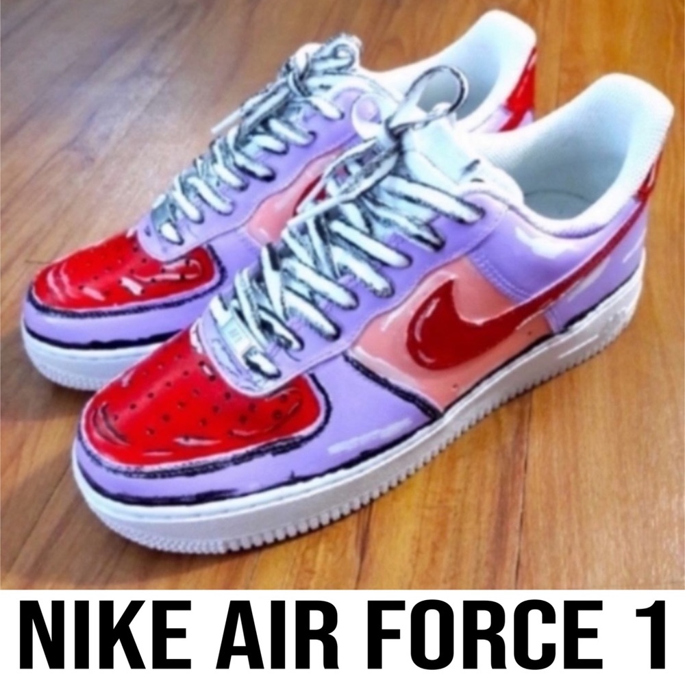 Air Force 1 AF1 Nike Sneakers White SJB Custom Cartoon Addition  Men's Size 8